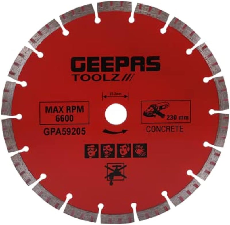 Geepas Segmented Concrete Cutting Blade, 230 mm x 22.2 mm - Image 1